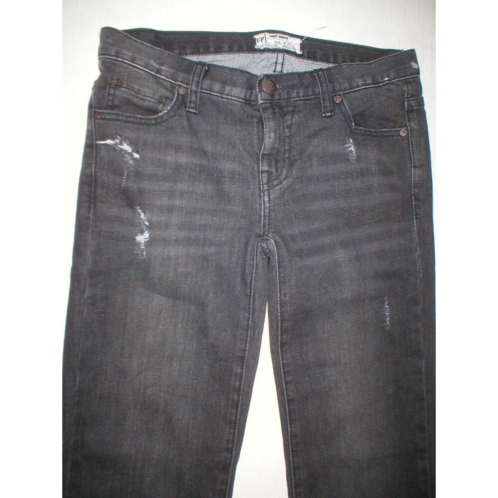 New Womens Free People Jeans 25 Distressed Faded Black Urban Outfitters Roll up